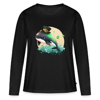 St Paddy’s St Patricksday St Patrick Day - T-shirt manches longues Premium bio Femme - noir - Devant - Julia (174cm)