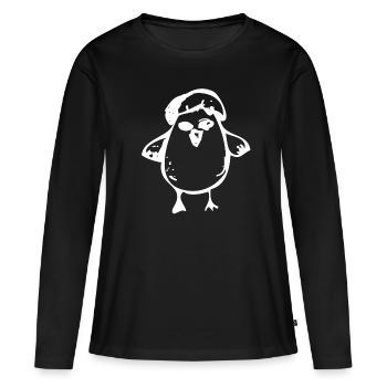 Poussin - T-shirt manches longues Premium bio Femme - noir - Devant - Julia (174cm)