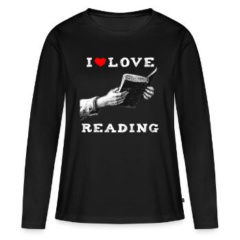 J’adore lire - T-shirt manches longues Premium bio Femme - noir - Devant - Julia (174cm)