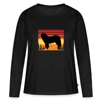 Chien de berger du Caucase Silhouette Rétro Coucher de soleil - T-shirt manches longues Premium bio Femme - noir - Devant - Julia (174cm)