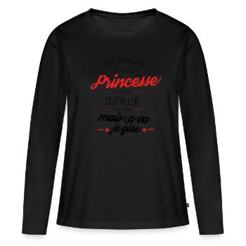 Compliqué d être Princesse et faire du Rallye - T-shirt manches longues Premium bio Femme - noir - Devant - Julia (174cm)