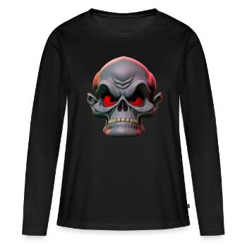 crâne grincheux - T-shirt manches longues Premium bio Femme - noir - Devant - Julia (174cm)