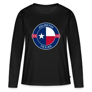 Arlington Texas Flag USA Travel Souvenir Badge - T-shirt manches longues Premium bio Femme - noir - Devant - Julia (174cm)