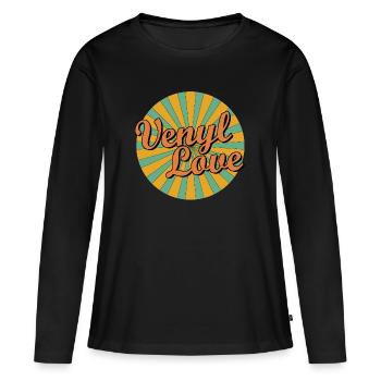 venyl love - Frauen Premium Bio Langarmshirt - Schwarz - Vorne - Julia (174cm)