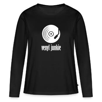 Venyl junkie - Frauen Premium Bio Langarmshirt - Schwarz - Vorne - Julia (174cm)