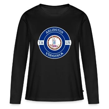 Arlington Virginia Flag USA Travel Souvenir Badge - T-shirt manches longues Premium bio Femme - noir - Devant - Julia (174cm)