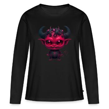 Petit Diable démoniaque - T-shirt manches longues Premium bio Femme - noir - Devant - Julia (174cm)