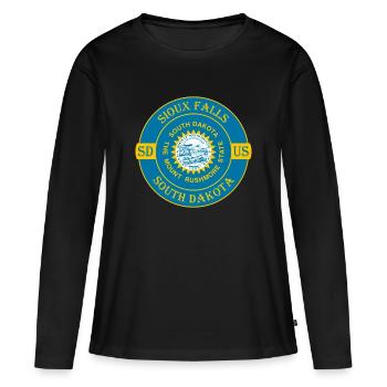 Sioux Falls South Dakota Flag USA Souvenir Logo - T-shirt manches longues Premium bio Femme - noir - Devant - Julia (174cm)