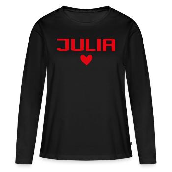 Julia Cœur - T-shirt manches longues Premium bio Femme - noir - Devant - Julia (174cm)