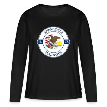 Springfield Illinois Flag USA Souvenir Badge - T-shirt manches longues Premium bio Femme - noir - Devant - Julia (174cm)