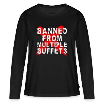 Menu buffet Traiteur Spécialités - T-shirt manches longues Premium bio Femme - noir - Devant - Julia (174cm)