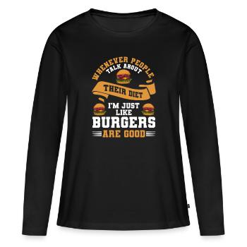 Nourriture Nourriture Nourriture Repas Vielesser - T-shirt manches longues Premium bio Femme - noir - Devant - Julia (174cm)