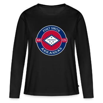 Fort Smith Arkansas Flag USA Travel Souvenir Badge - T-shirt manches longues Premium bio Femme - noir - Devant - Julia (174cm)