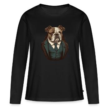 Braune Bulldogge - Frauen Premium Bio Langarmshirt - Schwarz - Vorne - Julia (174cm)