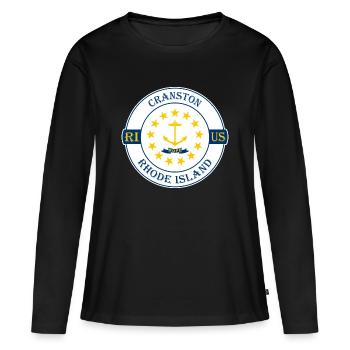 Cranston Rhode Island Flag USA Souvenir Badge - T-shirt manches longues Premium bio Femme - noir - Devant - Julia (174cm)
