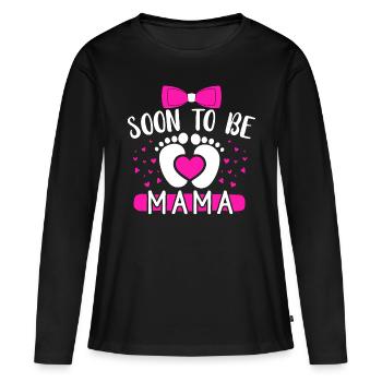 Pregnant, Soon I'll be a mom, Pregnancy - Women's Premium Organic Long Sleeve Shirt - black - Front - Julia (174cm)