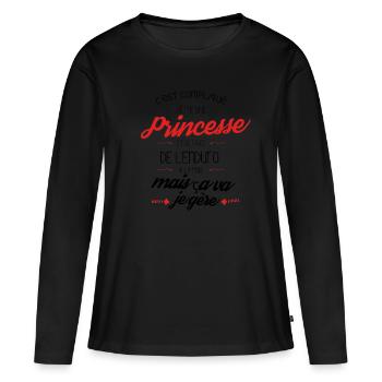 compliqué d être Princesse et faire de L enduro - T-shirt manches longues Premium bio Femme - noir - Devant - Julia (174cm)