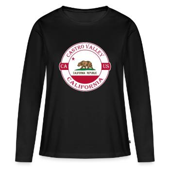 Castro Valley California Flag USA Souvenir Logo - T-shirt manches longues Premium bio Femme - noir - Devant - Julia (174cm)