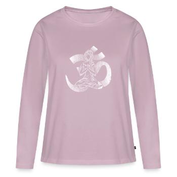 Symbole Aum Yoga Bouddhisme - T-shirt manches longues Premium bio Femme - rose poudré - Devant - Julia (174cm)