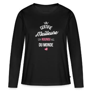 certifié meilleure nounou - T-shirt manches longues Premium bio Femme - noir - Devant - Julia (174cm)
