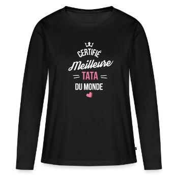 certifié meilleure tata du monde - T-shirt manches longues Premium bio Femme - noir - Devant - Julia (174cm)