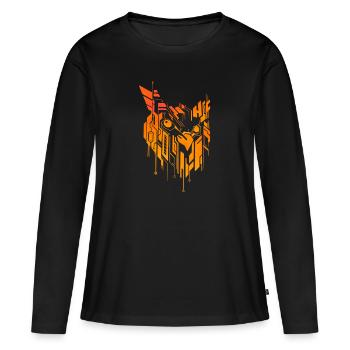 Hibou circuit imprimé - T-shirt manches longues Premium bio Femme - noir - Devant - Julia (174cm)