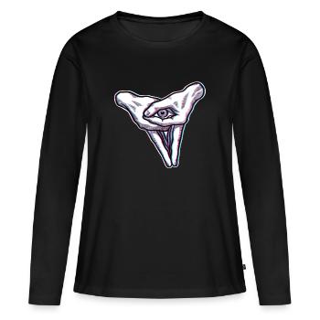 Oeil effet flou - T-shirt manches longues Premium bio Femme - noir - Devant - Julia (174cm)