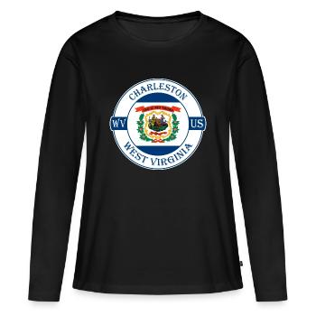 Charleston West Virginia Flagge USA Souvenir Logo - Frauen Premium Bio Langarmshirt - Schwarz - Vorne - Julia (174cm)