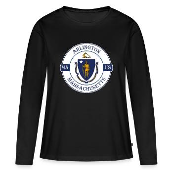 Arlington Massachusetts Flag USA Souvenir Badge - T-shirt manches longues Premium bio Femme - noir - Devant - Julia (174cm)
