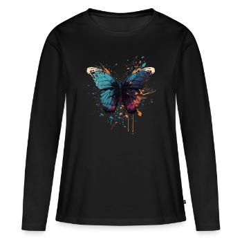 Butterfly Coloful Wings - Women's Premium Organic Long Sleeve Shirt - black - Front - Julia (174cm)