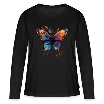 Colorful Butterfly - Women's Premium Organic Long Sleeve Shirt - black - Front - Julia (174cm)