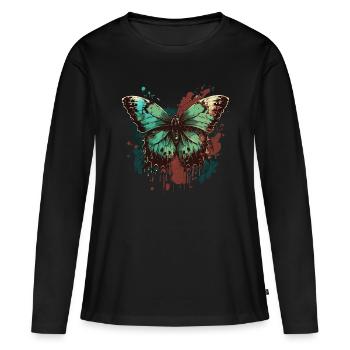 Gossamer Butterfly - Women's Premium Organic Long Sleeve Shirt - black - Front - Julia (174cm)