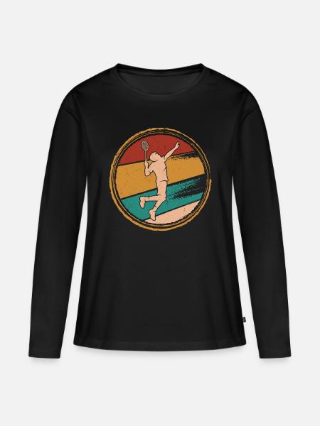 Federball Badmintonspieler Retro Badminton - Frauen Premium Bio Langarmshirt - Schwarz