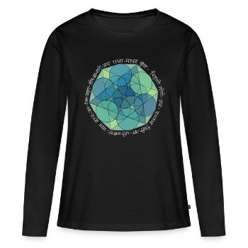 Jaya Radha Madhava Mantra - T-shirt manches longues Premium bio Femme - noir - Devant - Julia (174cm)