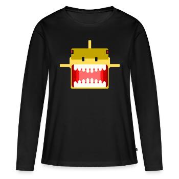 Requin PixelArt - T-shirt manches longues Premium bio Femme - noir - Devant - Julia (174cm)