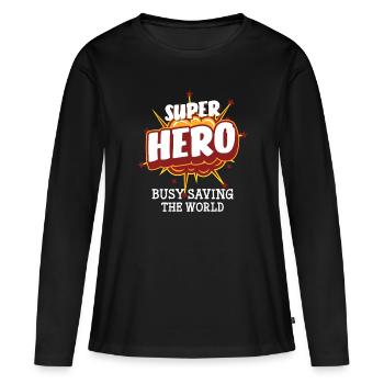 Alltagsheld Helden Lebensretter Beruf - Frauen Premium Bio Langarmshirt - Schwarz - Vorne - Julia (174cm)