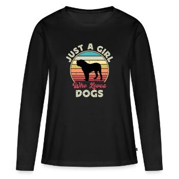 Alano Espanol Dog Lover Silhouette Vintage Sunset - T-shirt manches longues Premium bio Femme - noir - Devant - Julia (174cm)