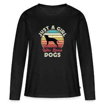 Braque Saint Germain Dog Silhouette Retro Coucher de soleil - T-shirt manches longues Premium bio Femme - noir - Devant - Julia (174cm)