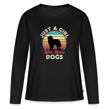 Chien de berger des Carpates Silhouette Rétro Coucher de soleil - T-shirt manches longues Premium bio Femme - noir - Devant - Julia (174cm)
