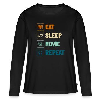 Filmstar Kamera Staff Festival - Frauen Premium Bio Langarmshirt - Schwarz - Vorne - Julia (174cm)