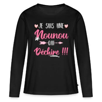 Je suis une nounou qui déchire cadeau nourrice. - T-shirt manches longues Premium bio Femme - noir - Devant - Julia (174cm)