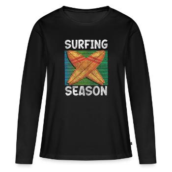 Surf Surfergirl Windsurfer Beach - T-shirt manches longues Premium bio Femme - noir - Devant - Julia (174cm)