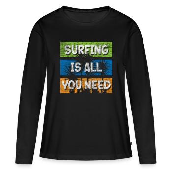 Vacances aux sports nautiques - T-shirt manches longues Premium bio Femme - noir - Devant - Julia (174cm)