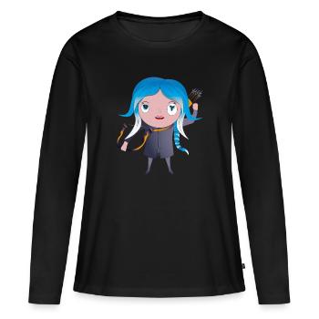 Faye - T-shirt manches longues Premium bio Femme - noir - Devant - Julia (174cm)