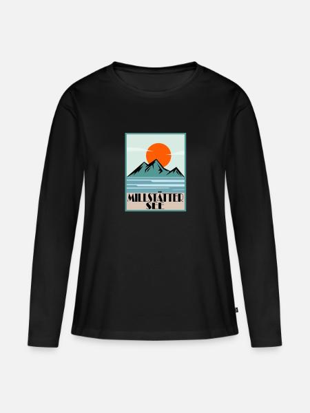 Millstätter See - Frauen Premium Bio Langarmshirt - Schwarz