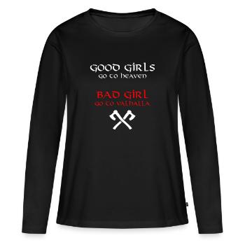 Good girls go to heaven Bad girl go to Valhalla - T-shirt manches longues Premium bio Femme - noir - Devant - Julia (174cm)