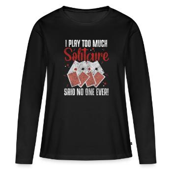 Jeu de cartes Jeu de cartes Spades - T-shirt manches longues Premium bio Femme - noir - Devant - Julia (174cm)