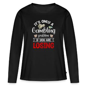 Jeu de cartes Jeu de chance - T-shirt manches longues Premium bio Femme - noir - Devant - Julia (174cm)