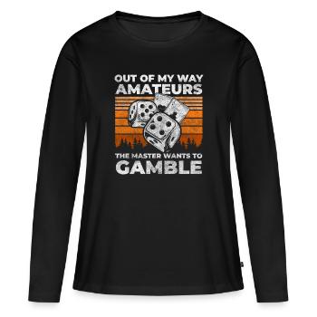 Jeu de cartes - T-shirt manches longues Premium bio Femme - noir - Devant - Julia (174cm)