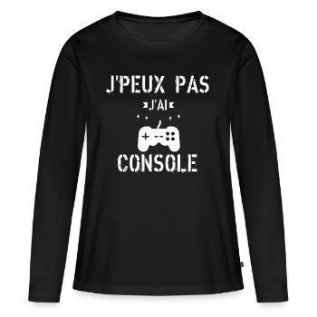J Peux Pas J ai Console - T-shirt manches longues Premium bio Femme - noir - Devant - Julia (174cm)
